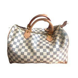 WHITE GRID "SPEEDY"HANDBAG - LV Dup
